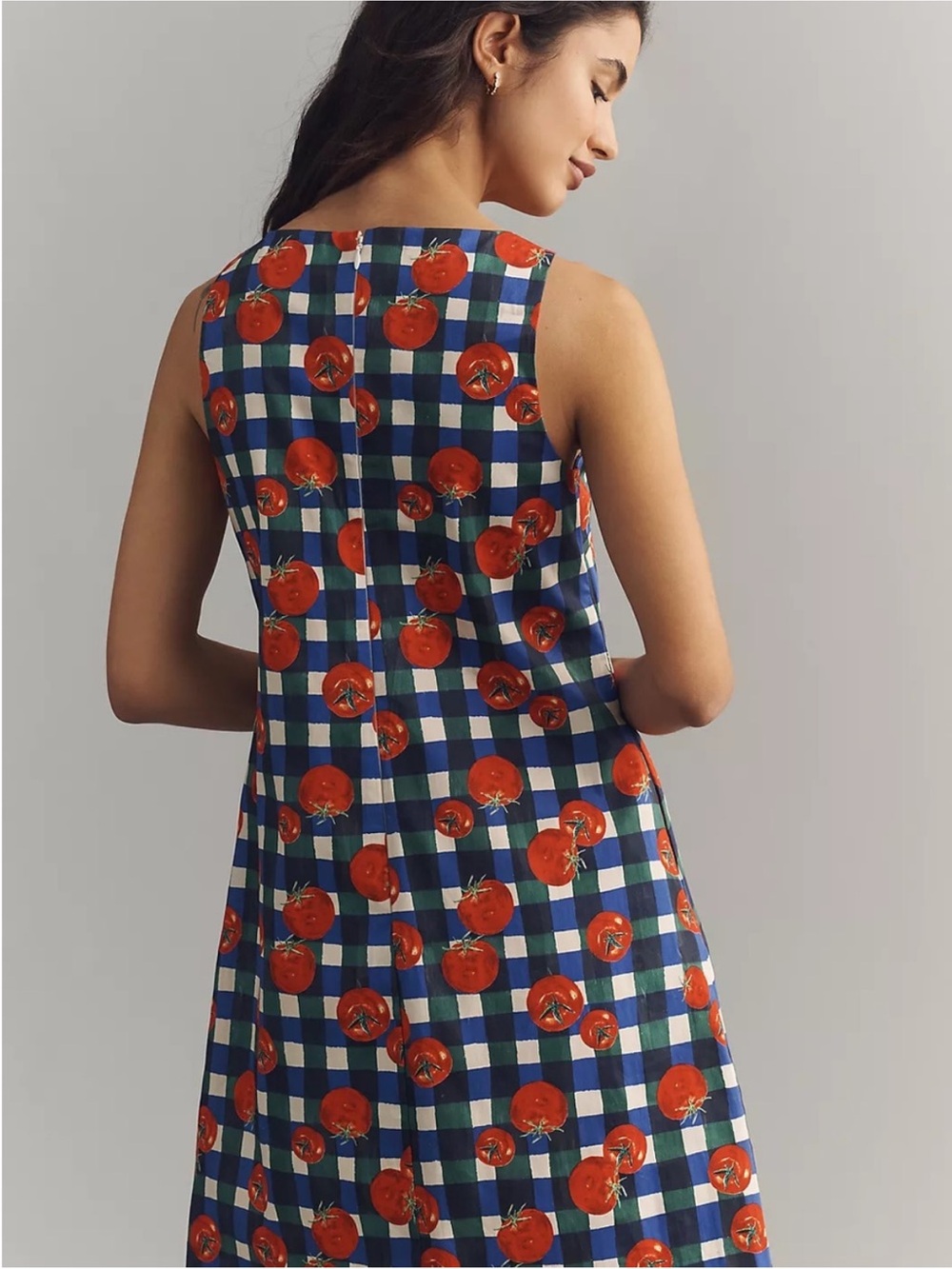 NWT Hutch Sara Mini Dress tomato plaid check size medium - Picture 2 of 7